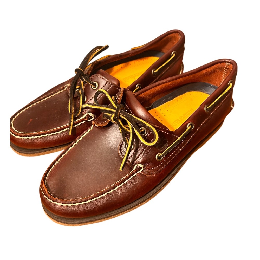 Timberland Boat Shoes Classic Brown Leather 2 Eye Mens 9 Deck Yacht 25077